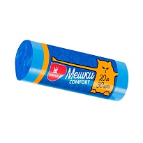 Мешки для мусора 20 л, синие, в рулоне 30 шт., ПНД, 8 мкм, 500х400 мм, Comfort, М0017 (МН 20-30с) в Брянске