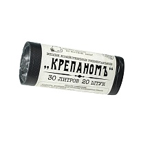 Мешки для мусора 30 л, черные, в рулоне 20 шт., ПНД, 7 мкм, 560х440 мм, Крепаномъ, 4607075710580 в Брянске
