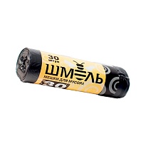 Мешки для мусора 30 л, черные, в рулоне 30 шт., ПНД, 7 мкм, 600х500 мм, ШМЕЛЬ, 4625 в Брянске