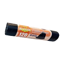 Мешки для мусора 120 л, с завязками, черные, в рулоне 10 шт., ПНД, 16 мкм, 1100х700 мм, Крепак, 4607075710320 в Брянске