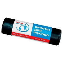 Мешки для мусора 160 л, черные, в рулоне 20 шт., ПВД, 30 мкм, 1200х870 мм, PACLAN Professional, 604082 в Брянске