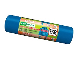 Мешки для мусора 120 л, синие, в рулоне 10 шт., ПНД, 14 мкм, 1100х700 мм, EXTRA, ex1201802 в Брянске