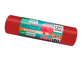 Мешки для мусора 120 л, красные, в рулоне 10 шт., ПНД, 14 мкм, 1100х700 мм, EXTRA, ex1201805 в Брянске