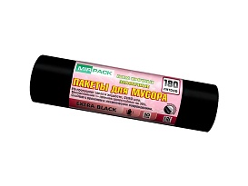 Мешки для мусора 180 л, ароматизированные, черные, в рулоне 10 шт., ПВД, 50 мкм, 1100х930 мм, EXTRA black, 18008301 в Брянске