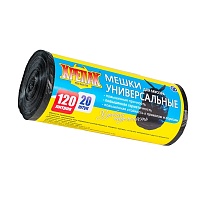Мешки для мусора 120 л, черные, в рулоне 20 шт., ПНД, 15 мкм, 1100х700 мм, Крепак, 4607075710207 в Брянске