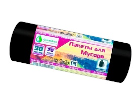 Мешки для мусора 30 л, черные, в рулоне 20 шт., ПНД, 7 мкм, 600х500 мм, MIRPACK Classik, 302040 в Брянске