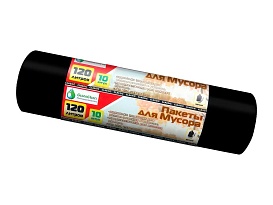Мешки для мусора 120 л, черные, в рулоне 10 шт., ПНД, 12 мкм, 1100х700 мм, MIRPACK Classik, 1201011 в Брянске