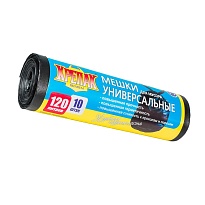 Мешки для мусора 120 л, черные, в рулоне 10 шт., ПНД, 15 мкм, 1100х700 мм, Крепак, 4607075710214 в Брянске