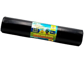 Мешки для мусора 200 л, ароматизированные, черные, в рулоне 10 шт., ПВД, 100 мкм, 1200х800 мм, Добрыня, Dob20010black в Брянске