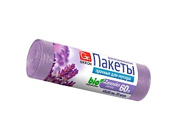 Мешки для мусора 60 л, ароматизированные, Лаванда, сиреневые, в рулоне 20 шт., ПНД, 9 мкм, 650х550 мм, GRIFON Aroma, 101-023 La в Брянске