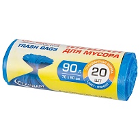 Мешки для мусора 90 л, синие, в рулоне 20 шт., ПНД, 14 мкм, 900х700 мм, LAIMA ULTRA, 607693 в Брянске