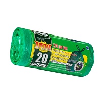 Мешки для мусора 20 л, биоразлагаемые, с ручками, черные, в рулоне 30 шт., ПНД, 10 мкм, 550х440 мм, Крепак, 4607075710047 в Брянске
