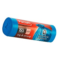 Мешки для мусора 160 л, синие, в рулоне 10 шт., ПВД, 21 мкм, 1200х870 мм, PACLAN Big&Strong, 604075 в Брянске