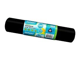 Мешки для мусора 240 л, черные, в рулоне 10 шт., ПВД 80 мкм, 1300х930 мм, EXPORT, exp 24010167 в Брянске