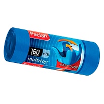 Мешки для мусора 160 л, с ушками, синие, в рулоне 10 шт., ПВД, 30 мкм, 1250х900 мм, PACLAN Multitop, 604064 в Брянске