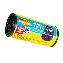 Мешки для мусора 120 л, черные, в рулоне 30 шт., ПНД, 15 мкм, 1100х700 мм, Крепак, 4607075710122 в Брянске