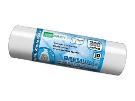 Мешки для мусора 300 л, белые, в рулоне 10 шт., ПВД 70 мкм, 1400х1000 мм, PREMIUM+, 300101602 в Брянске