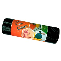 Мешки для мусора 60 л, черные, в рулоне 30 шт., ПНД, 6 мкм, 640х580 мм, Концепция Быта EcoClean, 603890 в Брянске