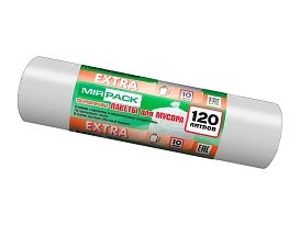 Мешки для мусора 120 л, белые, в рулоне 10 шт., ПНД, 14 мкм, 1100х700 мм, EXTRA, ex1201803 в Брянске