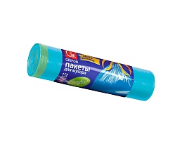 Мешки для мусора 50 л, с завязками, голубые, в рулоне 15 шт., ПНД, 14 мкм, 700х600 мм, GRIFON, 101-063 в Брянске