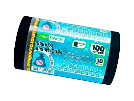 Мешки для мусора 100 л, черные, в рулоне 10 шт., ПВД, 70 мкм, 1000х600 мм, PREMIUM+, 1001076 в Брянске