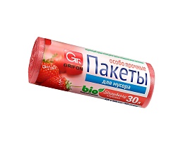 Мешки для мусора 30 л, ароматизированные, Клубника, красные, в рулоне 20 шт., ПНД, 9 мкм, 560х530 мм, GRIFON Aroma, 101-020 K в Брянске