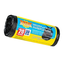 Мешки для мусора 20 л, черные, в рулоне 30 шт., ПНД, 10 мкм, 550х440 мм, Крепак, 4607075710092 в Брянске
