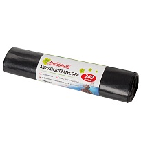 Мешки для мусора 240 л, черные, в рулоне 5 шт., ПВД 30 мкм, 1300х900 мм, Любаша, 605338 в Брянске