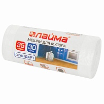 Мешки для мусора 35 л, белые, в рулоне 30 шт., ПНД, 6 мкм, 550х480 мм, LAIMA, 605538 в Брянске