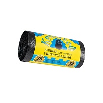 Мешки для мусора 20 л, с ушками, черные, в рулоне 30 шт., ПНД, 10 мкм, 550х440 мм, Крепакоф, 4607075710221 в Брянске